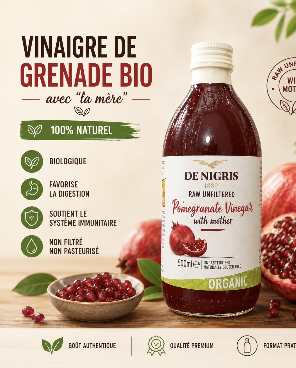 VINAIGRE DE GRENADE BIO avec "la mère"