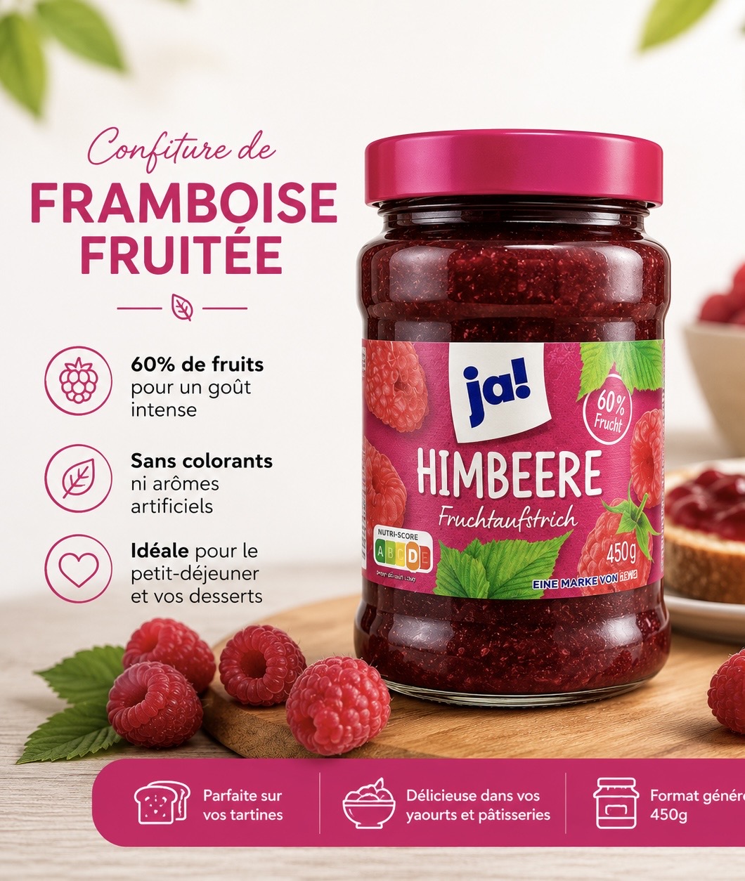 JA CONFITURE FRAMBOISE FRUITÉE