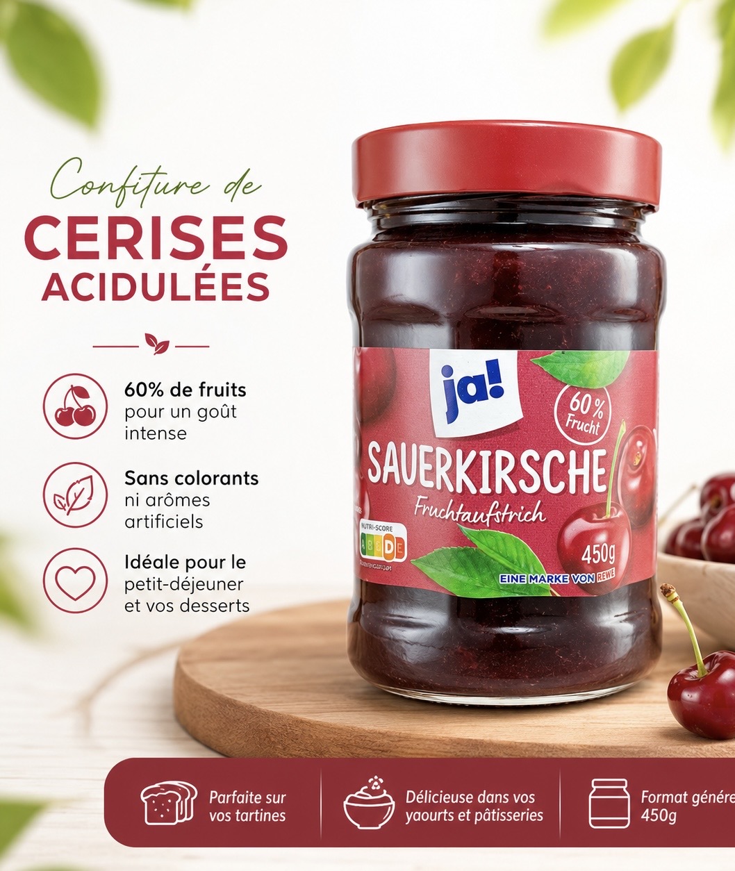 JA CONFITURE CERISES ACIDULÉES