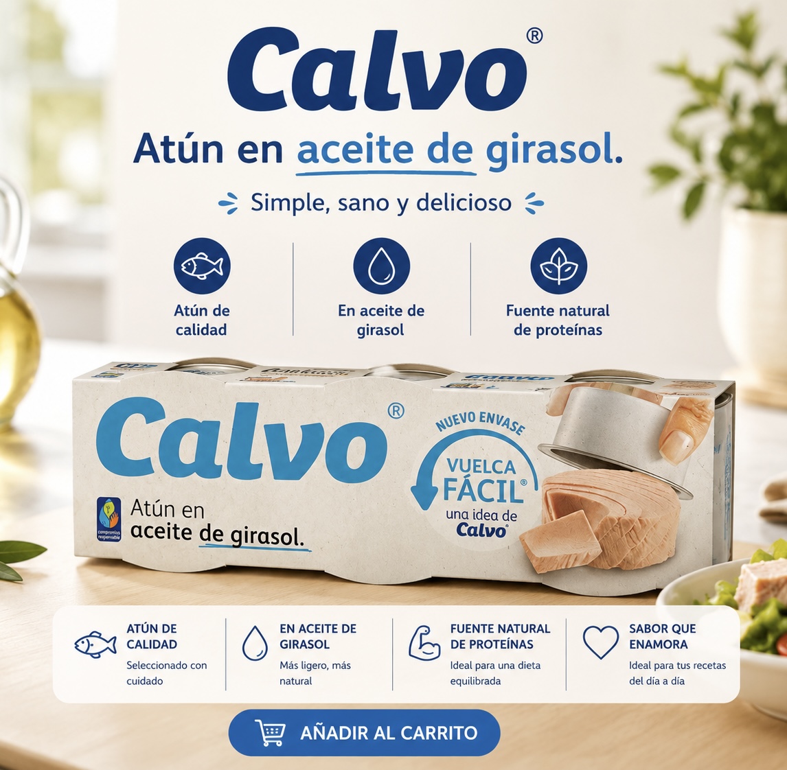 Calvo Atún en aceite de girasol.